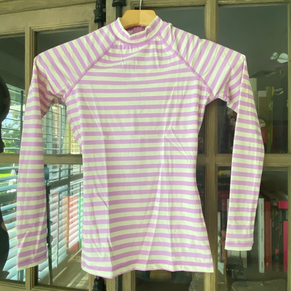 Striped Long Sleeve Top Rash Guard